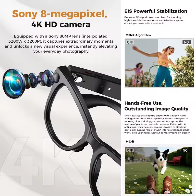 Nuevo 800W 4k HD Cámara gafas  - Audio Music Recording reseña y precio